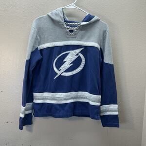 Tampa Bay Lightning Hoodie Youth L SZ 14/16 Blue Pullover NHL Sweatshirt